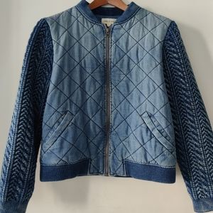 Anthropologie cloth & stone Quilted Chambray Bomber | Size Medium